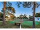 Basketball court and tennis court offer a recreational space surrounded by trees and blue skies at 455 Cypress Lake Ct, Oldsmar, FL 34677