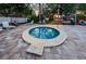 Relaxing hot tub with brick surround, playground, and lounging area for leisure and community enjoyment at 455 Cypress Lake Ct, Oldsmar, FL 34677