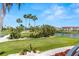 Scenic golf course view features manicured greens, palm trees, and a tranquil lake in a vibrant community setting at 6131 Bahia Del Mar Blvd # 241, St Petersburg, FL 33715