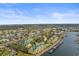 Stunning aerial of waterfront community, showcasing boat docks and lush landscaping at 6319 Sunset Bay Cir, Apollo Beach, FL 33572