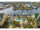 Aerial view of the waterfront community, with easy access to boats docks and a lovely community pool at 6319 Sunset Bay Cir, Apollo Beach, FL 33572