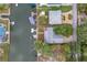 Aerial view showcasing waterfront property, boat docks and proximity to water at 6914 Harbor Dr, Hudson, FL 34667