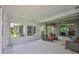 Spacious screened patio offers ample seating and views of the lush landscaping and golf course at 724 Chipper Dr, Sun City Center, FL 33573