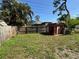 Fenced backyard with metal shed, suitable for gardening or outdoor projects and storage at 8244 125Th St, Seminole, FL 33772