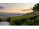 Scenic water view surrounded by lush landscaping and beautiful sunset colors at 11550 Lake Lucaya Dr, Riverview, FL 33579