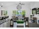 Bright living room boasts vaulted ceilings, lake views, and elegant decor at 13409 Fawn Springs Dr, Tampa, FL 33626