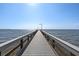 Long wooden pier stretching into the ocean, ideal for fishing and enjoying the waterfront at 3125 Christophers Watch Ln, Ruskin, FL 33570