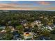 An aerial view of the home showing the pool, backyard, nearby trees and neighborhood at 4515 W Leona St, Tampa, FL 33629