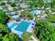 Aerial view of a large community pool area with lap lanes, lounge chairs, and lush landscaping at 6030 Sandhill Ridge Dr, Lithia, FL 33547
