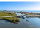 Aerial view of city waterfront showcasing bridge, beautiful waters, lush landscape and city buildings at 8083 Bayhaven Dr, Seminole, FL 33776