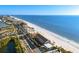 Beautiful aerial view of beachfront condos, white sandy beaches, and clear blue ocean water at 8083 Bayhaven Dr, Seminole, FL 33776