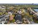 Neighborhood aerial view showcasing mature trees, well-maintained lawns, and nearby waterfront views at 8083 Bayhaven Dr, Seminole, FL 33776