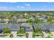 Aerial view of neighborhood showcasing well-maintained homes, mature trees, and lush landscaping at 11742 Lake Lucaya Dr, Riverview, FL 33579