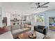 Spacious open-concept living space with views of the kitchen, dining area, and backyard at 11742 Lake Lucaya Dr, Riverview, FL 33579