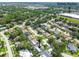 Aerial view of a home near Safety Harbor with a well-kept lawn and mature trees at 1622 El Tair Trl, Clearwater, FL 33765