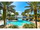 Beautiful community pool area surrounded by palm trees, a waterslide, and comfortable lounge chairs at 215 Sela Cove Cir, Apollo Beach, FL 33572