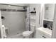 Modern bathroom with a walk-in shower featuring stylish tiles, sleek fixtures, and a clean, minimalist design at 2261 Swedish Dr # 59, Clearwater, FL 33763