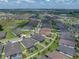 Aerial view of a neighborhood with well-kept lawns, lush landscaping, and peaceful streets at 31510 Cabana Rye Ave, San Antonio, FL 33576