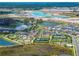 Incredible aerial view showcasing the neighborhood's lake, community pool, and tennis courts at 31510 Cabana Rye Ave, San Antonio, FL 33576
