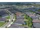 Aerial view of a neighborhood highlighting backyard pools, well-kept lawns and tree lined streets at 31510 Cabana Rye Ave, San Antonio, FL 33576