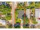 Drone shot of the house showing roof, yard and proximity to neighborhood at 331 Archimedes St, Dunedin, FL 34698