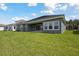 A wide backyard with lush green grass, showcasing the home's rear exterior and serene setting at 35280 Big Hawk Ln, Zephyrhills, FL 33541