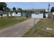 A blue house with a modest front lawn and a driveway, seen from behind a chain link fence at 4506 Eden Rock Rd, Tampa, FL 33634