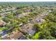 An aerial view of homes in a neighborhood with lush landscaping and mature trees, offering a serene setting at 5027 Cross Pointe Dr, Oldsmar, FL 34677