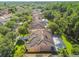 An aerial view of homes in a neighborhood with mature trees, lush landscaping, and access to a nature preserve at 5027 Cross Pointe Dr, Oldsmar, FL 34677