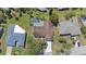 A bird's eye view of this single Gathering home featuring a backyard pool and well-manicured lawn at 5507 Nimitz Rd, New Port Richey, FL 34652