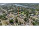 A captivating aerial view of a residential neighborhood with lush greenery and tranquil lake views at 656 40Th Ne Ave, St Petersburg, FL 33703