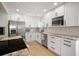 Modern kitchen with stainless steel appliances, white cabinets, and granite countertops, and tile backsplash at 656 40Th Ne Ave, St Petersburg, FL 33703