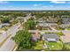 Aerial view of a residential area with lush greenery and tree canopies by a road, showing community layout at 7400 Belvedere Ter, New Port Richey, FL 34655