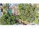 Aerial view of a home with a screened-in pool and a private backyard surrounded by mature trees at 8956 124Th Way, Seminole, FL 33772