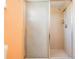 Close up of tile shower with glass doors at 8956 124Th Way, Seminole, FL 33772