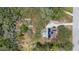 Bird's eye view of a home with solar panels and a pool in a wooded area, showcasing green energy and outdoor living at 11207 Donneymoor Dr, Riverview, FL 33569