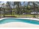 Screened-in pool area with lush landscaping offers a peaceful retreat for swimming and relaxing in style at 11207 Donneymoor Dr, Riverview, FL 33569