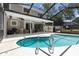 Enjoy this screened-in pool, featuring a backyard view, and a covered patio with outdoor seating for entertaining at 11207 Donneymoor Dr, Riverview, FL 33569