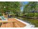A wooden dock on the canal features chairs and a lounging area for relaxation, and a scenic waterfront view at 1240 Harbor Lake Dr, Largo, FL 33770
