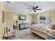 Bright bedroom with a TV, ample natural light, and a view into the en suite bathroom at 13035 91St Ave, Seminole, FL 33776