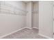 Walk-in closet with carpet flooring and wire shelving to keep your wardrobe organized at 13614 Stevenson Ln, Odessa, FL 33556