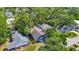 Charming blue home with lush greenery, featuring a detached garage and well-maintained landscaping at 207 W Chelsea St, Tampa, FL 33603