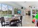 Dining area with a view of the pool and patio through large glass windows at 2202 Colewood Ln, Dover, FL 33527