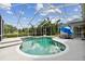 Sparkling in-ground pool with a screened enclosure, sun umbrella, and easy access to the house at 2202 Colewood Ln, Dover, FL 33527