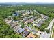 Aerial view of the neighborhood showcasing the community, lush landscaping and natural water features at 2614 Brookforest Dr, Wesley Chapel, FL 33544