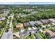Aerial view of the neighborhood and surrounding area showcasing the community and lush landscaping at 2614 Brookforest Dr, Wesley Chapel, FL 33544