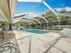 Screened-in pool with a slide, lounge chairs, and ample patio space at 2742 Sea Pines E Cir, Clearwater, FL 33761