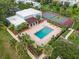 Aerial view of multi-Gathering community pool and tennis courts featuring well-maintained grounds and recreational amenities at 2840 Somerset Park Dr # 203, Tampa, FL 33613