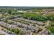 Elevated view of cozy townhomes lined with trees and parking lots, offering a comfortable suburban lifestyle at 30140 Barnaby Ln, Wesley Chapel, FL 33543