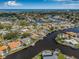 Aerial view showing the home's location on a waterfront canal community and proximity to the ocean at 5208 Denver Ne St, St Petersburg, FL 33703